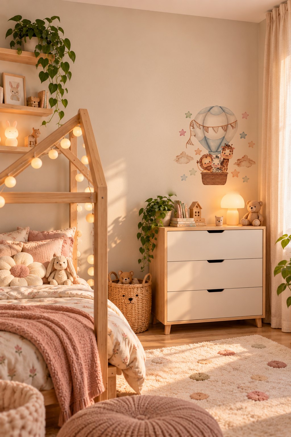 Montgolfière de la savane dans une chambre avec lit cabane